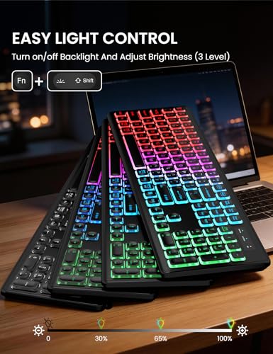 Wireless Keyboard and Mouse Combo with RGB Backlit, Rechargeable - Image 3