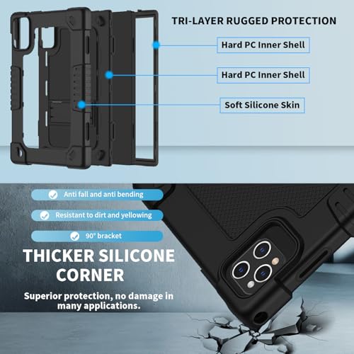 for MEIZE D115 Tablet Case,for DigiLand DL1050 Case Shoulder Strap Kickstand Cover for ANTEMPER D106/DOMATON D105/KADYBE D115/DigiLand DL1050/DigiLand S10 DL1050 R10 PRO(Black)