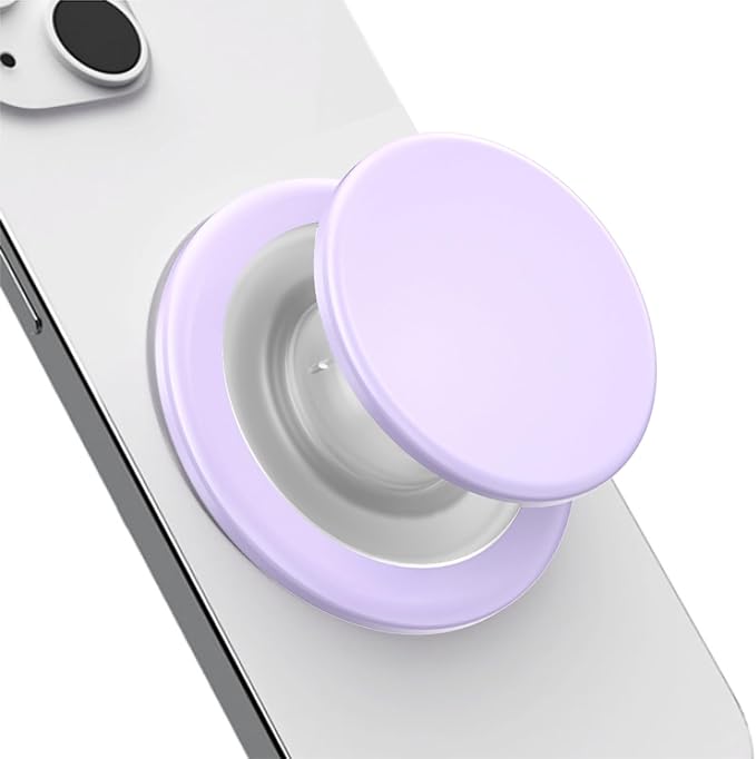 for Magsafe Phone Grip, Magnetic Phone Grip Holder, Magnetic Collapsible Expandible Mobile Phone Grips Stand Holder for iPhone 17 16 15 14 13 12 Series, Transparent Purple