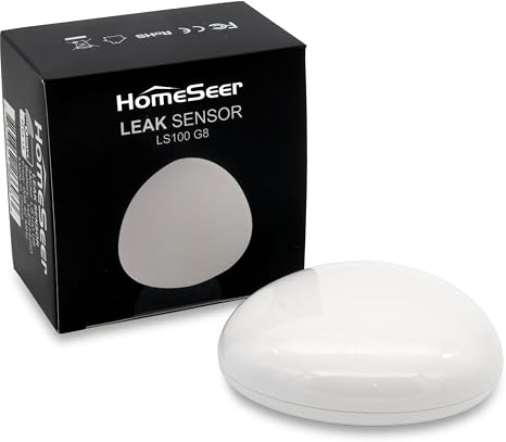 HomeSeer Smart Water Leak Sensor (LS100 G8), 800 Series Long Range Z-Wave Technology, Compatible with HomeSeer, Hubitat, Smartthings & Home Assistant (1)