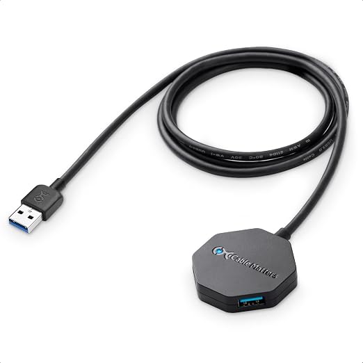 Cable Matters Ultra Mini 4-Port USB 3.0 Hub, 4ft Cable