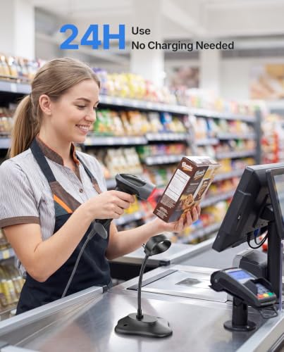 Eyoyo Handheld USB Wired 2D Barcode Scanner with Gooseneck Stand for POS