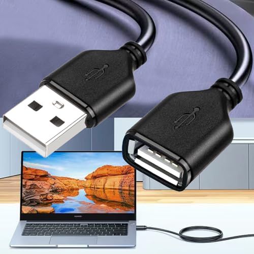 Slim USB 2.0 A to USB A Female 50ft Cable, Long USB2.0 extener Cable USB2.0 A male TO A female Fast Charging Long Charging Cable for PS5, Keyboard, Mouse and More! The Wire Diameter is 2.8 MM
