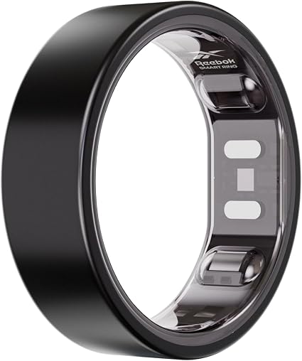 Reebok Smart Ring for Women or Men, Matte Black, Size 8 Fitness Ring