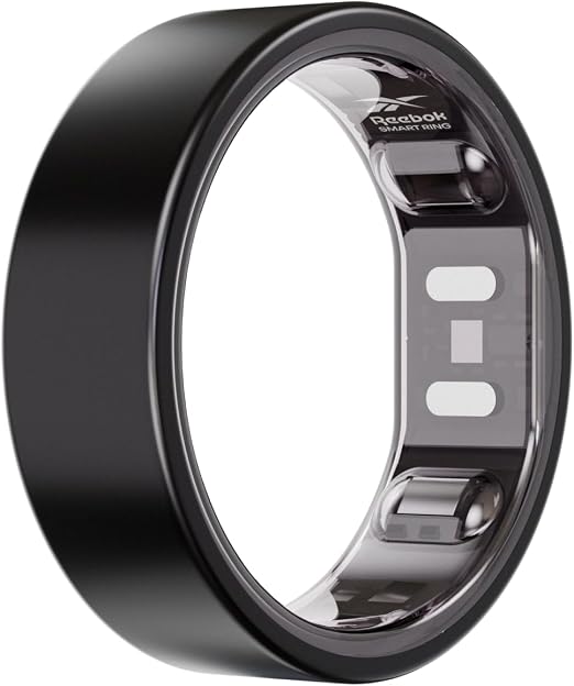 Reebok Smart Ring for Women or Men, Matte Black, Size 8 Fitness Ring