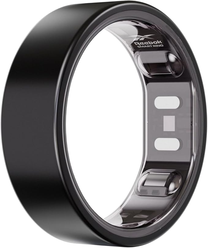 Reebok Smart Ring for Women or Men, Matte Black, Size 8 Fitness Ring