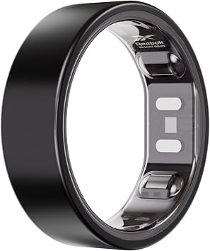 Reebok Smart Ring for Women or Men, Matte Black, Size 8 Fitness Ring