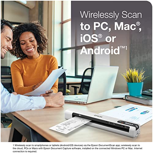 Epson DS-80W Wireless Portable Document Scanner 4-Second Scan Speed