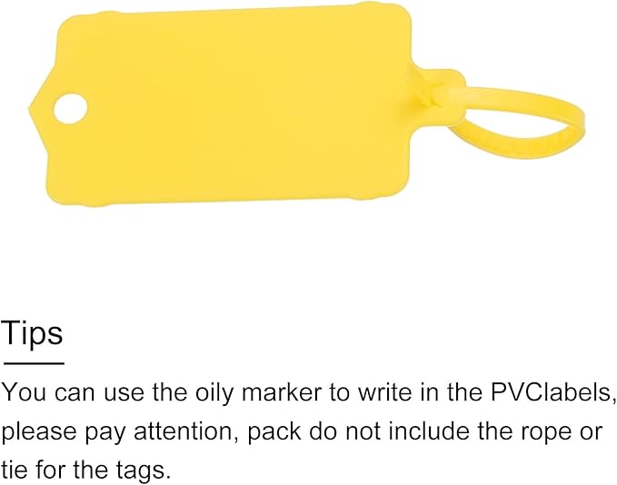 MECCANIXITY Plastic Tags, 1.5x2.5 Inch Yellow, 25 Packs - Product Identification, Shipping, Material Labels - Indoor/Outdoor Use