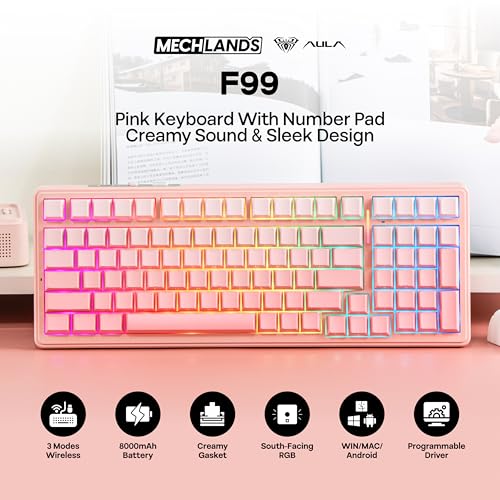 MechLands Aula F99 96% Wireless Gaming Keyboard, 8000mAh Battery