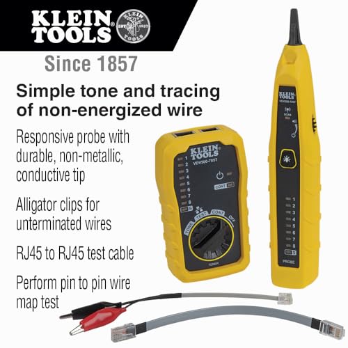 Klein Tools VDV500-705 Wire Tracer Tone Generator and Probe Kit for Ethernet, Internet, Telephone, Speaker, Coax, Video, and Data Cables RJ45, RJ11, RJ12