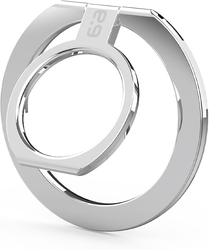 PureGear Magnetic Phone Grip Ring Stand, Magnetic Phone Ring Holder for MagSafe iPhone Air, 17, 17Pro, 17ProMax, 16, 16Pro, 16Plus, 16ProMaxs, 15, 14, 13, 12, Adjustable Kickstand (Chrome Silver)