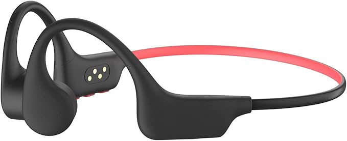 Swimming Headphones-Bone Conduction Headphones, Waterproof Underwater Earphones, LiteSurge Bluetooth Soft/Skin Open Ear Swim Earbuds with 32 GB MP3 Memory for Sport-RedBlack