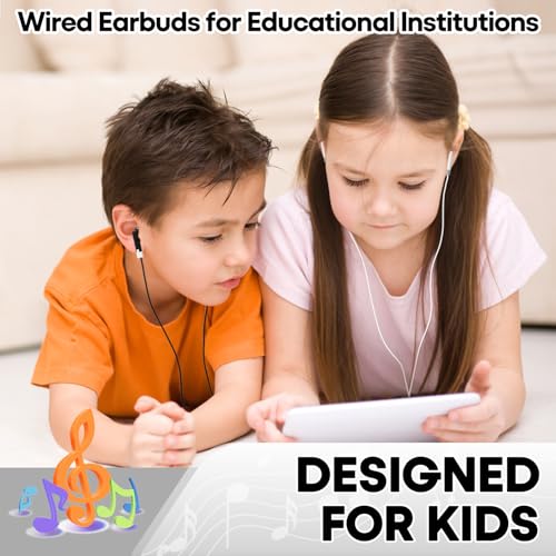 Kids Earbuds Headphones Bulk 100 Pack Class Set for School Classroom Students Children, Wholesale Durable Earphones (100 White)