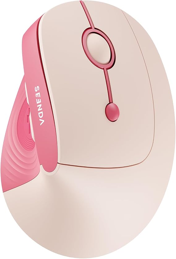 seenda Ergonomic Wireless Mouse, 52° Vertical Bluetooth Mouse, Hot Pink