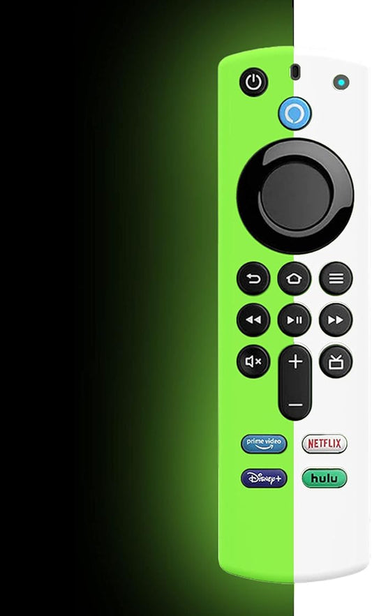 White Voice Remote Cover Case Replacement for TV Stick (3rd Gen) / 4K Max 2021 Release Voice Remote, Silicone Protective Case Sleeves with Lanyard Glow in Dark - LEFXMOPHY