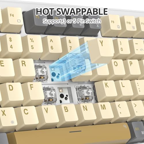 75% Wired Gaming Keyboard, Hot Swappable Gasket Mount, White Switch, 82 Keys TKL Mechanical Keyboard, NKRO Creamy for PC Laptop Windows Gamer (Glimmer) - Image 5