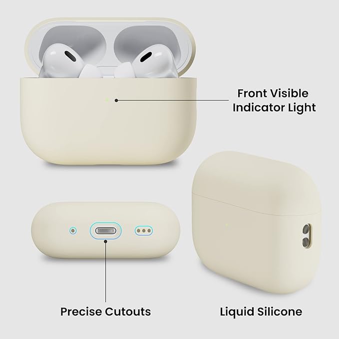 ORNARTO Compatible with AirPods Pro 2 Case 2022, Full Protective Hybrid Silicone for AirPods Pro 2nd Generation Case, Front LED Visible Skin Cover-Starlight