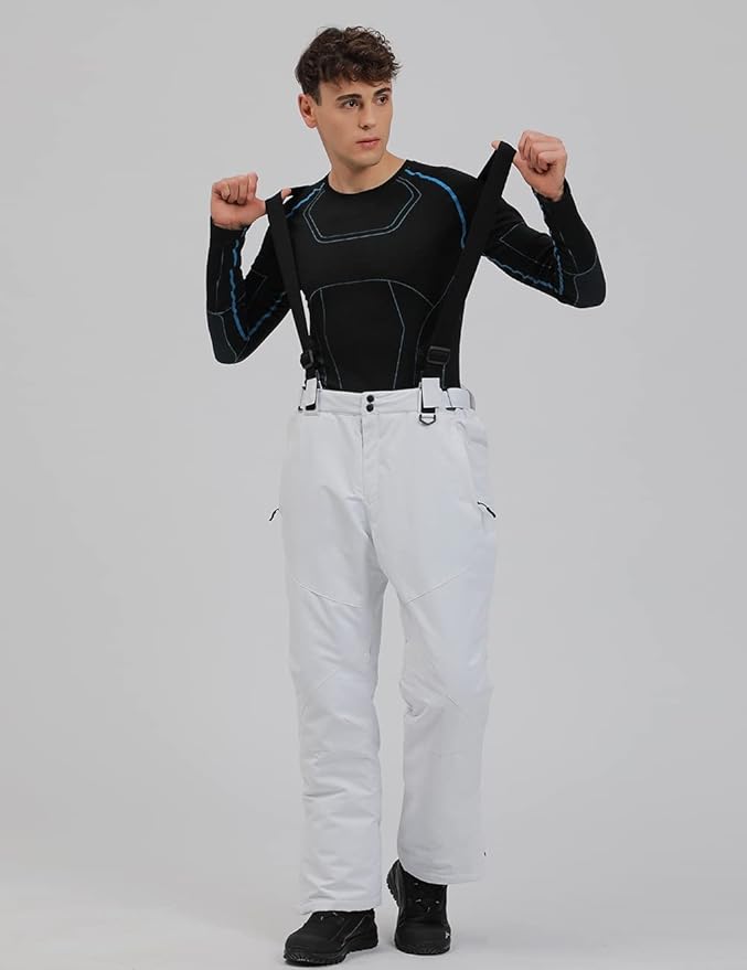 YEEFINE Men's Waterproof Snow Ski Pants Insulated Warm Winter Outdoor Snowboard Bibs with Suspenders