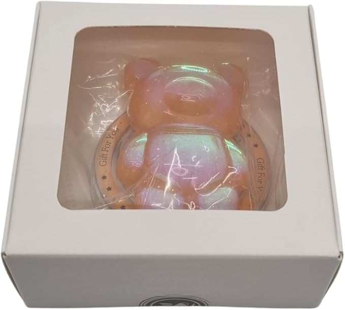 Cute Kawaii 3D Bear Phone Grip Stand, Iridescent Holographic Resin Cell Phone Holder & Kickstand, Compatible with iPhone, Samsung Galaxy, Android (Amber Peach)
