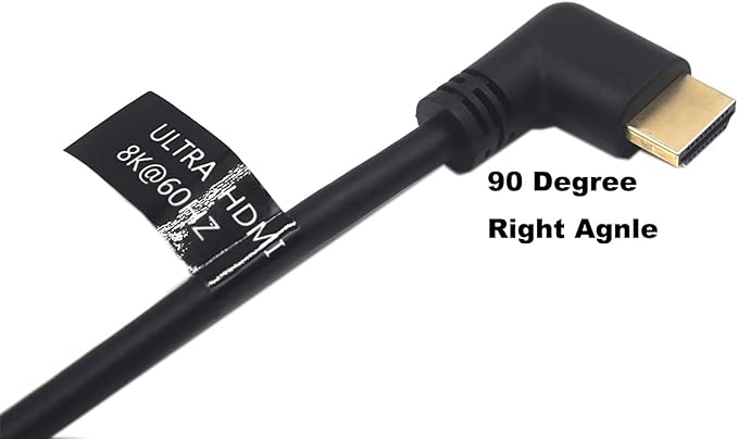 2 Feet 48Gbps HDMI 8K@60Hz Extension Ultra HD Cable, Straight Female to Right Angle Male HDMI 2.1 Extender High Speed Shield Cord for Xbox TV PS4 PS5 Switch, Support 4K@120Hz, 3D Dynamic HDR
