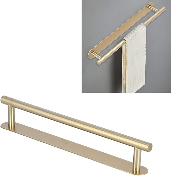 Cyrank Gold Single Bar Towel Rack, No Drill Self Adhesive Towel Holder, Stainless Steel, 40cm