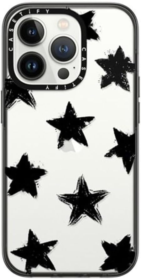 CASETiFY Compact iPhone 14 Pro Case [4 ft. 2X Military Grade Drop Protection/Slim/Lightweight] - Star Marks - Clear Black