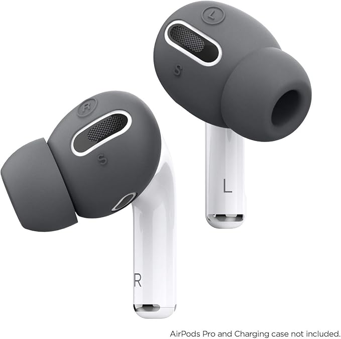 elago [6 Pairs] AirPods Pro Ear Tips with Integrated Earbuds Cover Designed for Apple AirPods Pro, Fit in The Case, Anti-Slip, [3 Sizes: Large + Medium + Small] [US Patent Registered] (Dark Grey)