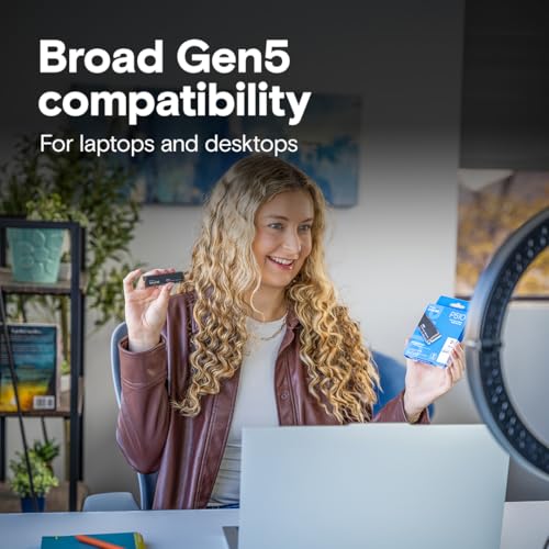 Crucial P510 PCIe Gen5 NVMe 1TB SSD, Up to 11,000MB/s, TLC NAND, Laptop & Desktop (PC) Compatible, for Gamers & Creatives, Solid State Drive – CT1000P510SSD8-01
