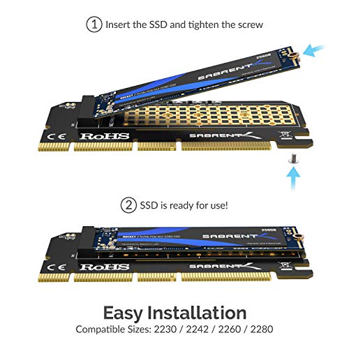 SABRENT M.2 NVMe SSD to PCIe X16/X8/X4 Adapter Card, Heatsink