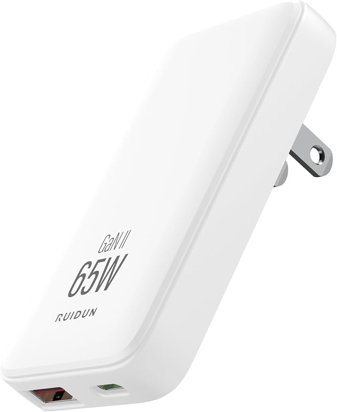 65W GaN USB C Charger,2 Port Flat USB Wall Charger,flodable Plug for Travel, with PD3.0&PPS for MacBook,Laptops,Tablets,for iPhone,iPad Pro,S22,XPS