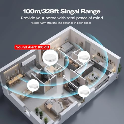 THIRDREALITY Smart Water Leak Sensor KM1, Matter Over WiFi, 1 KM1-controller with 100dB Alarm & 3 Water Detectors, 3-Year Battery Life, No Batteries, Work with Apple Home, Alexa, Home Assistant, Homey
