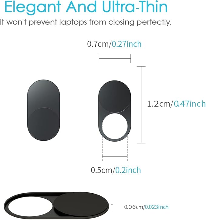 HKDGYHON Laptop Camera Cover Slide, Metal Webcam Cover, Super-Thin 0.023 inch Camera Cover Slide Laptop Accessories for MacBook, iMac, Laptop, PC, iPad, iPhone, Protect Your Privacy and Web Safety