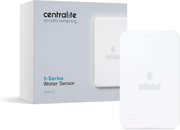 Centralite Centralite by Ezlo Water Sensor | Monitors Your Whole Home for Leaks | Detects Water Leaks in a Kitchen, Bathroom, Basement or Laundry Room | Zigbee Smart Water Sensor