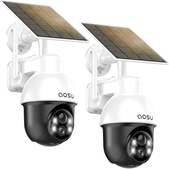 aosu Security Cameras Wireless Outdoor - Solar Powered,Full 360° Coverage