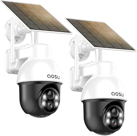 aosu Security Cameras Wireless Outdoor - Solar Powered,Full 360° Coverage