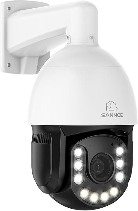 SANNCE 4K 8MP PTZ PoE Security Camera - 20X Optical Zoom Dome Camera, Color Night Vision, Two-Way Audio, Human Detection, IP66 Weatherproof IP Cameras for Home Security, No TF Card Included