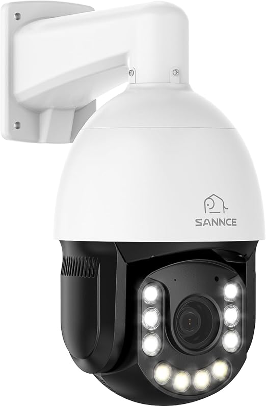 SANNCE 4K 8MP PTZ PoE Security Camera - 20X Optical Zoom Dome Camera, Color Night Vision, Two-Way Audio, Human Detection, IP66 Weatherproof IP Cameras for Home Security, No TF Card Included