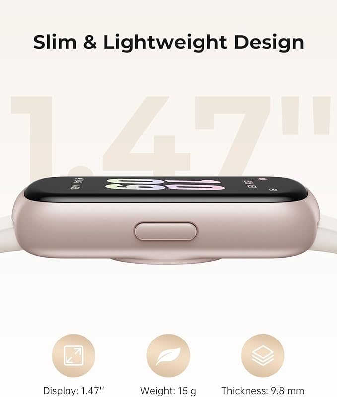 Fitness Tracker with 24/7 Heart Rate Monitor, Sleep Tracker - 3 ATM Waterproof Fitness Watch Calorie Step Counter Smart Watch Includes 3 Sport Bands for Android iOS Women Men, Mystic Rose/Starlight