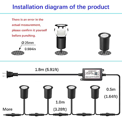 Wi-Fi Smart LED Outdoor Deck Lights, RGB Φ1.18in, 16 Pack