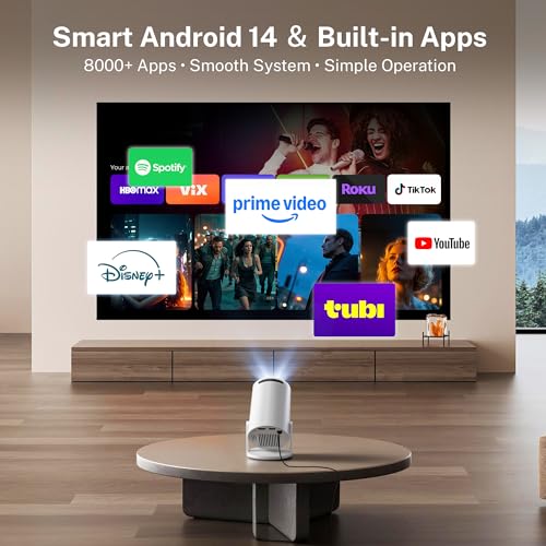 [2026 Upgraded] Mini Projector 4K Supported, Built-in App, Android TV OS X1