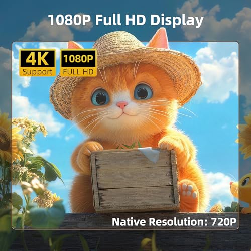 Mini Projector 4K Support, Portable Projector Full HD 1080P Support