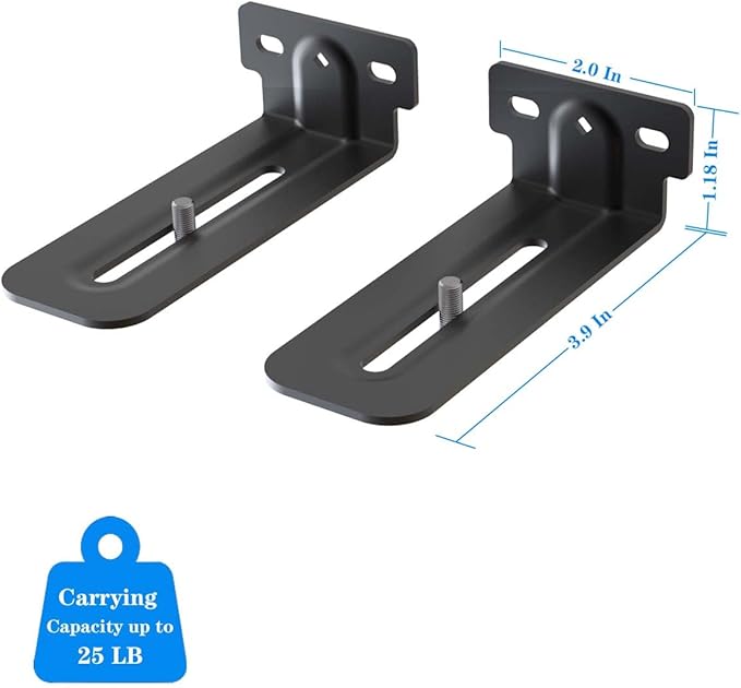 Soundbar Wall Mount Bracket Universal Soundbar Mount Shelf Depth Adjustable for Bose, Samsung, Vizio, LG, Dolby Atmos Soundbars (Black: V01)