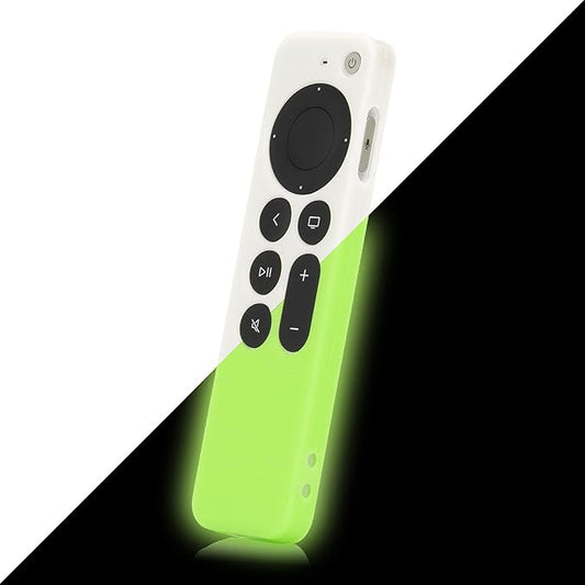 LEFXMOPHY White Cover Replacement for Apple TV Siri Remote 3rd Generation 2021-2024 New 4k Series 6 Generation 6th Gen Control, Silicone Skin Protector Glow Green in Dark with Lanyard, Easy to Find