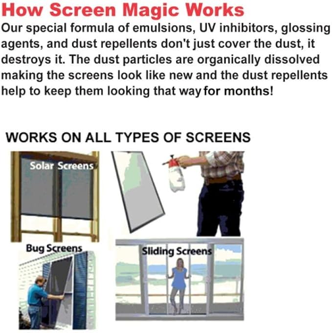 SCREEN MAGIC SM32T Screen Cleaner Spray - Trigger Sprayer, For Windows & Doors - 2 Pack, 32 Fl Oz Each