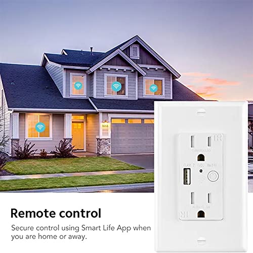 Zigbee Wall Outlet with USB | One Controlled | One Always On | Compatibile with Google Assistant and Alexa (Class 2 USB)