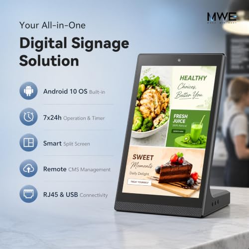 10.1" Desktop Digital Signage Display, L-Shaped HD Touch Screen Kiosk, LedArt App Remote Management, Commercial Advertising Display for Retail, Restaurant, Hotel (WiFi/Ethernet/USB)