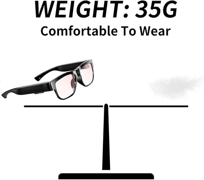Camera Glasses Smart Video Glasses with Camera Wearable Sports Eye Glasses Outdoor Recording Motorcycle Riding Hiking Built-in 32G Memory