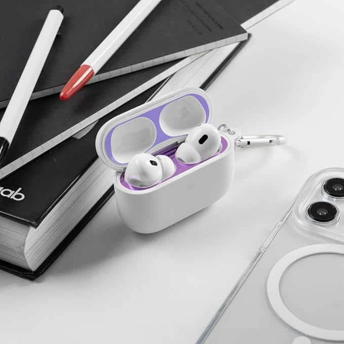 elago Dust Guard Compatible with AirPods Pro (1&2) - Anti-Dust Film, Protects from Iron/Metal Dust (1 Set, Purple) [US Patent Registered]
