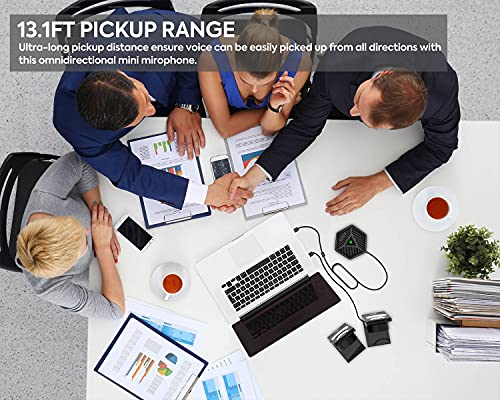 Conference USB Microphone, 360° Omnidirectional Computer Mic with Mute Button for Video Conference, Recording, Skype, Online Class, Plug & Play Compatible with Windows/macOS/PC/Laptop(JV808)